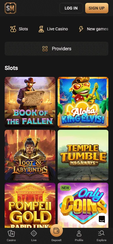 Slot Mafia Casino mobile gaming selection